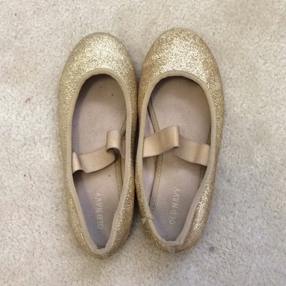 Sparkly gold slip ons
